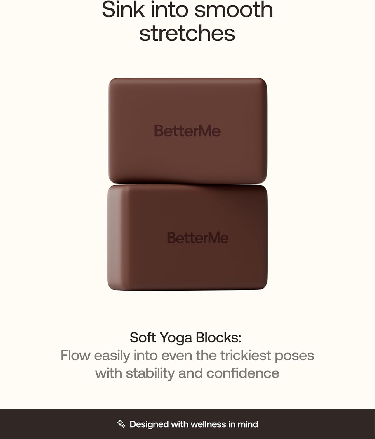 BetterMe Yoga Blocks Set of 2 – High Density Foam Yoga Blocks for Stretching, Pilates & Workouts – Lightweight Non-Slip Exercise Blocks for Flexibility & Balance