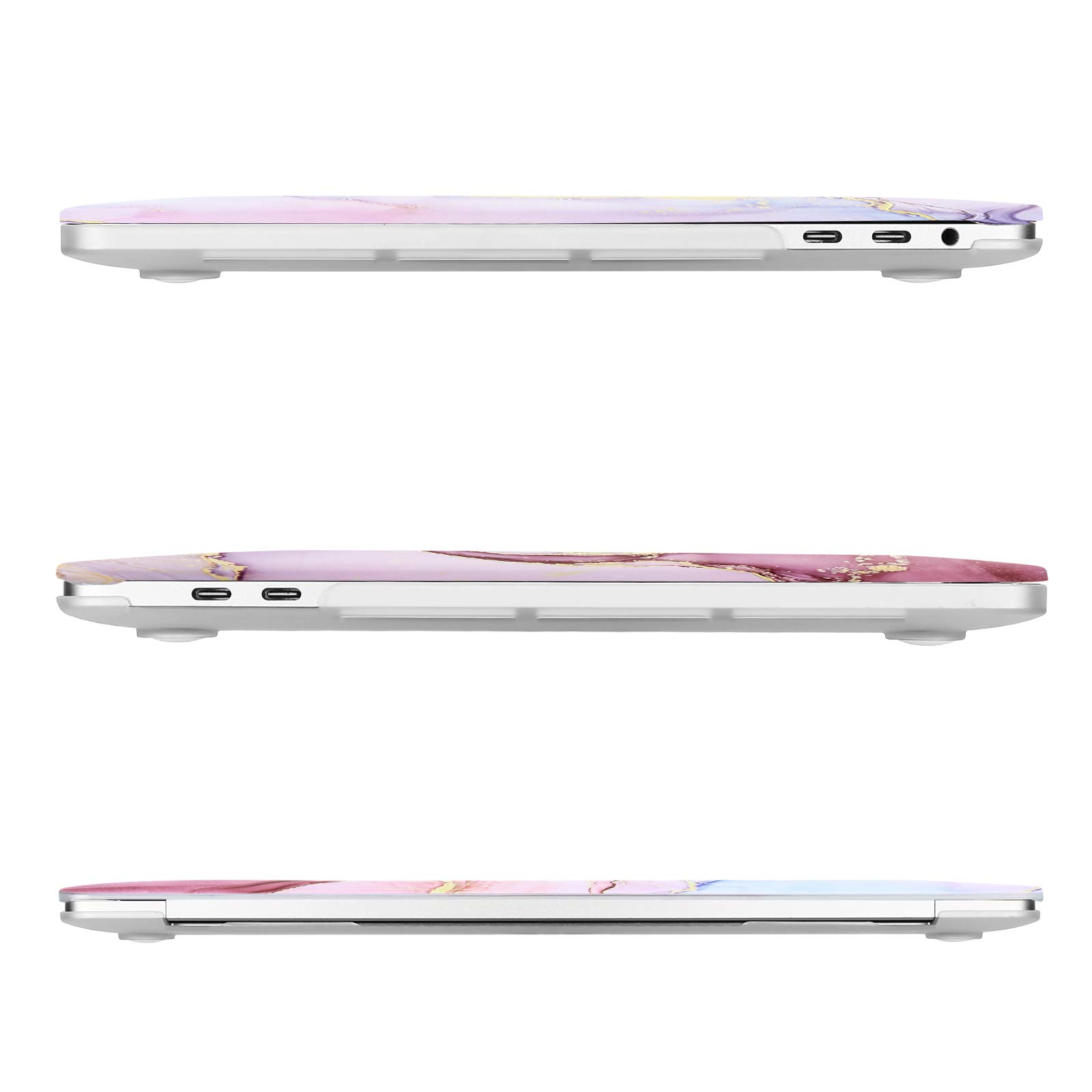 MOSISO Coque Compatible avec MacBook Pro 13 Pouces 2016-2021 Version A2338 M1 A2289 A2251 A2159 A1989 A1706 A1708, Plastique Coque Rigide&Protection Clavier&Protecteur d'écran, Marbre MO-MBH216, Rose