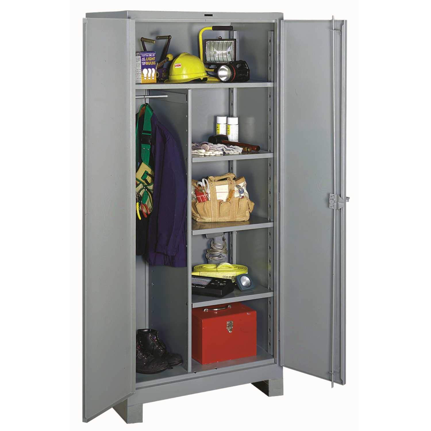 Lyon DD1121 All-Welded Steel Combination Cabinet - 3 Adjustable Shelves - 36" Width x 24" Depth x 82" Height - Dove Gray