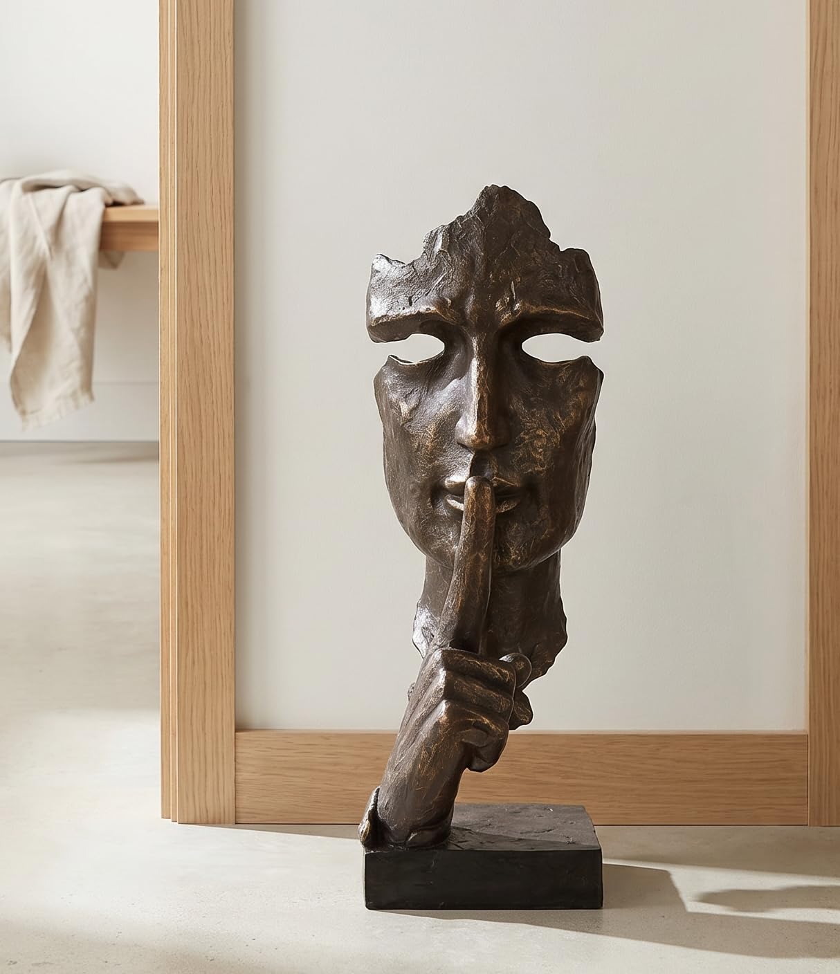 Casablanca Silence - Escultura de Resina - Bronce Antiguo - Altura 100 cm - decoración de Cara - Arte - Accesorio para el hogar - Regalo