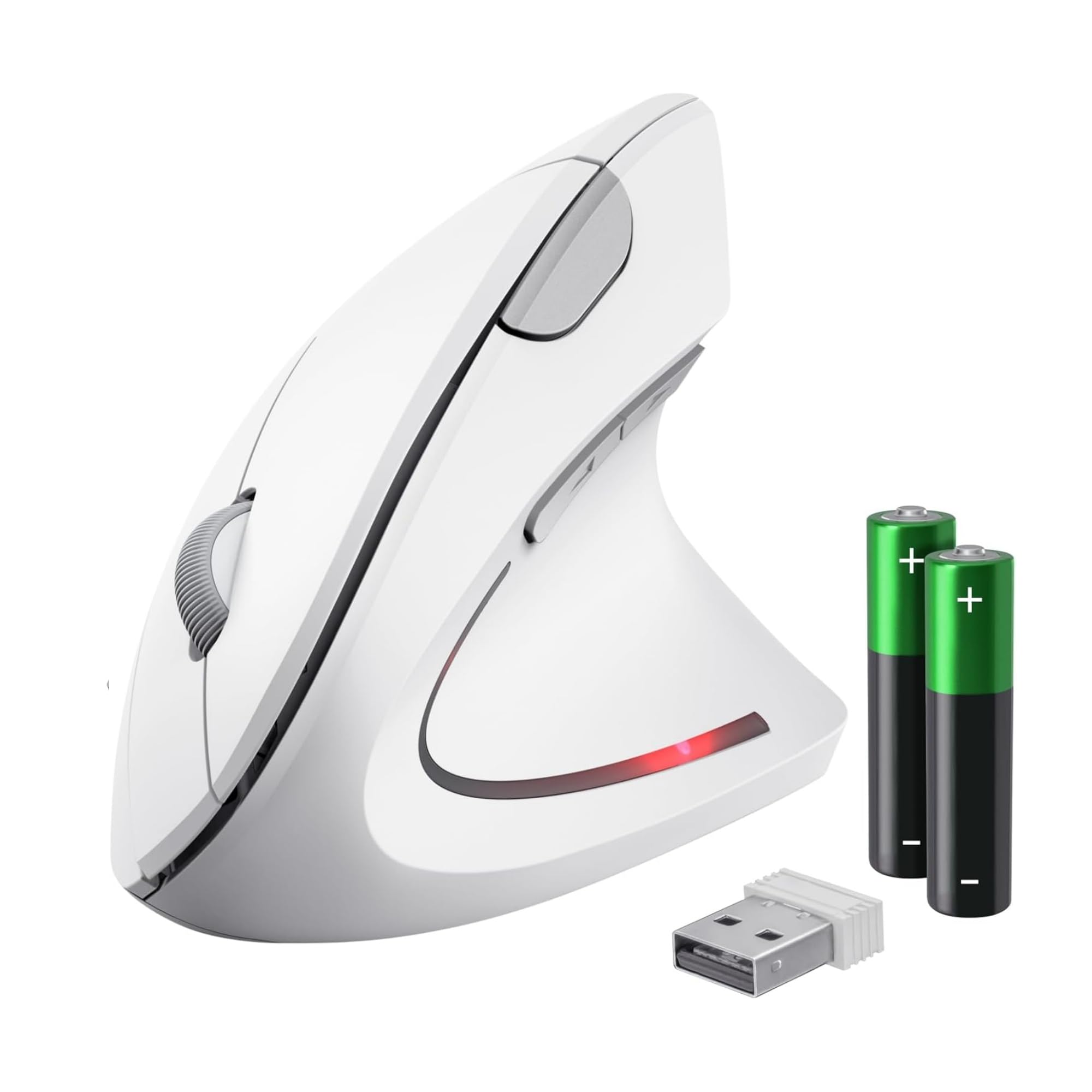 Trust Verto Mouse Verticale Wireless, Mouse Ergonomico senza Filo, Ridurre la Tensione del Braccio e del Polso, 800-1600 DPI, 6 Pulsanti, PC, Computer, Portatile, Mac, Batterie Incluse - Bianco