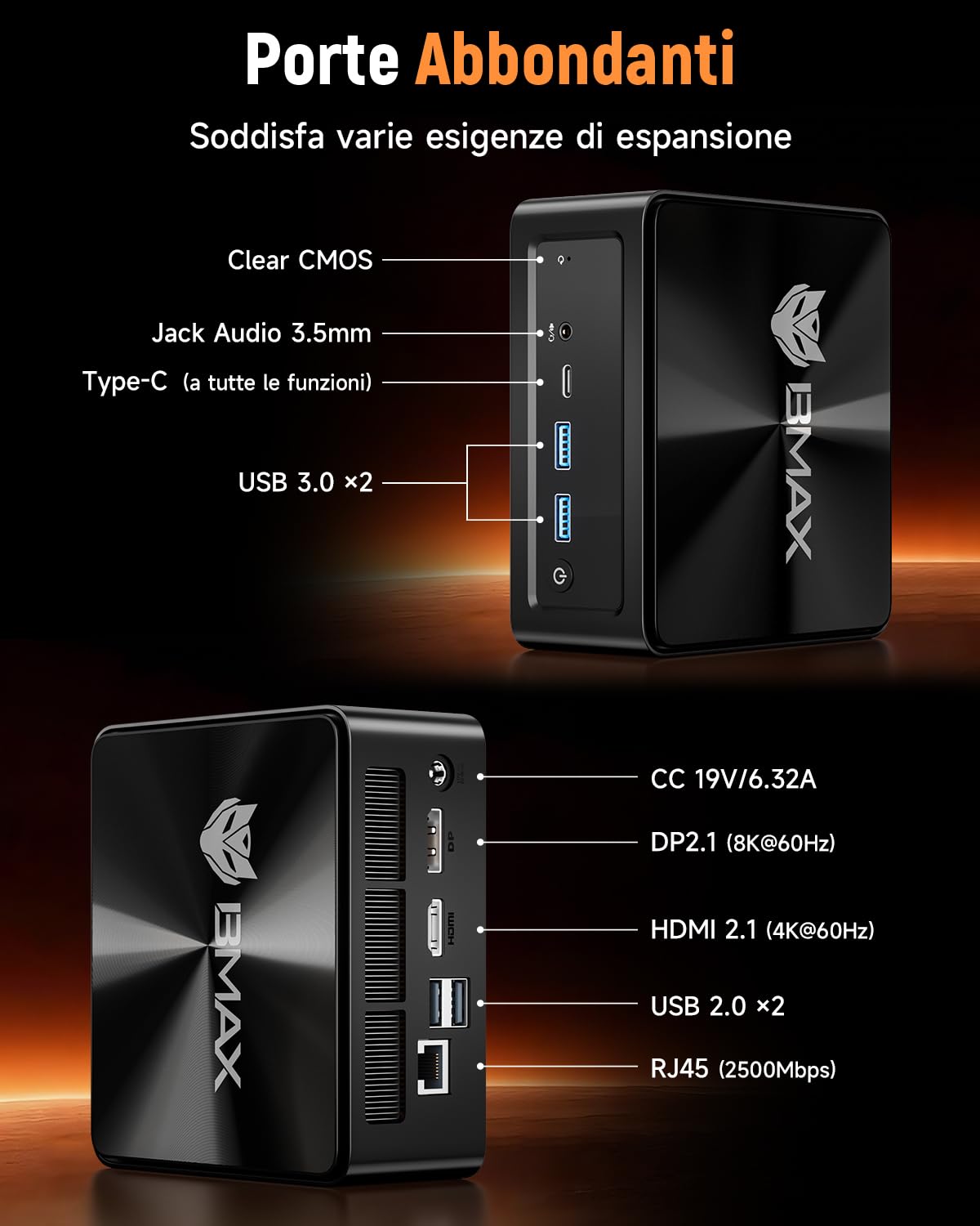 BMAX Mini PC B8A Pro AMD Ryzen 7 8745HS (fino a 4,9 GHz), 16GB DDR5 512GB NVMe SSD Mini Desktop Computer, Radeon 780M, 4K a 60Hz Triplo Display DP+HDMI+Type-C/WiFi 6/BT/2.5Gbps LAN, Micro Gaming PC | (8C/16T, 4.9 GHz) Win 11Pro, 8K a 60Hz Triple Display/T