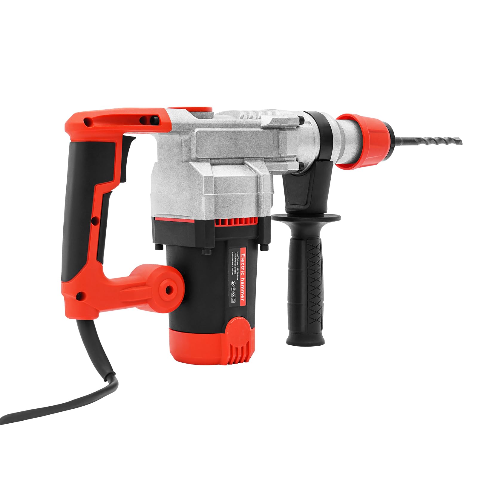 Martillo perforador eléctrico de 2200 W, 0-930 rpm, martillo cincelador, taladro de percusión, broca de martillo perforador, cinceles, 220 V CA, martillo perforador, maletín para metal