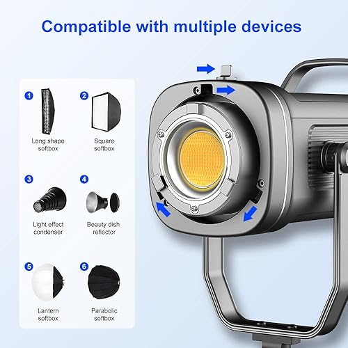 Vista 6 de GVM - Luz de video LED de 150 W, 2700 K ~ 7500 K, kit de luz de estudio de fotografía con linterna Softbox y soporte, CRI97+TLCI97 con 8 kit