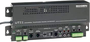 Bogen UTI1 Universal Telephone Interface, Single-Zone Paging System Adapter, Background Music Input, Dual Audio Outputs, Programmable Tones and Built-In 24 V Power