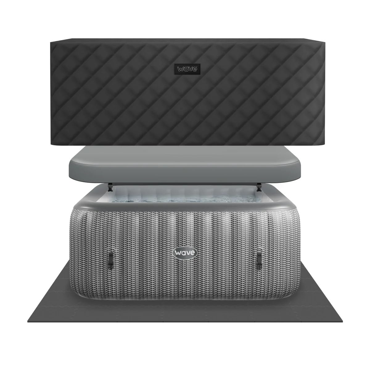 Wave Pacific 4-6 Person Inflatable Hot Tub | Integrated Eco Heater | 110/130 Aquajet Massage System | Anti-Freeze Protection | Quick 15-Minute Setup (Dark Grey, 4 Person | Standard) — view 16