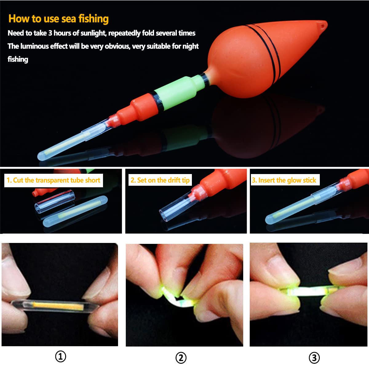50 Piezas Glow Sticks de Pesca, Luminosos Pesca, Barra de Luz Fluorescente, 4,5 x 37 mm, Luces de Aviso en Cañas Pesca, Starlite de Pesca, Accesorios para Pesca para Pesca Nocturna
