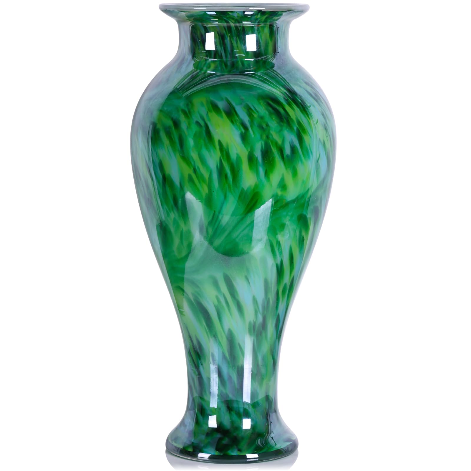 Vaso di vetro verde alto 50,8 cm, soffiato a mano, grande vaso di vetro da pavimento, decorazione per la casa, graziosi moderni vasi di fiori verde scuro, Jarrones Grandes para Sala Elegantes, grandi