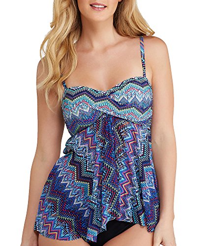 Profile by Gottex Women s Bandeau Flyaway Tankini Top Swimsuit, Skyline Multi, 10