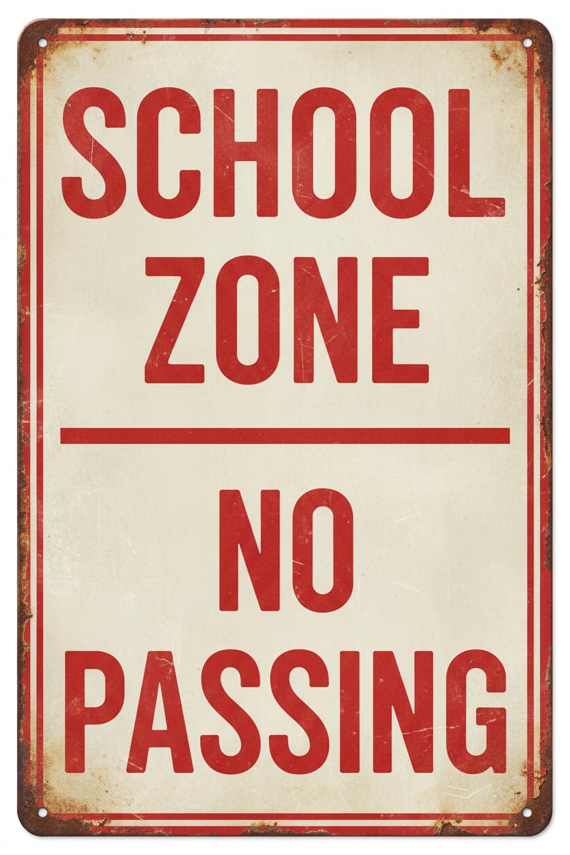 Vintage Metal Tin Sign Funny Teacher Metal Tin Sign Wall Decor School Zone No Passing Teaching Classroom Sign Custom Private Property Signs Outdoor