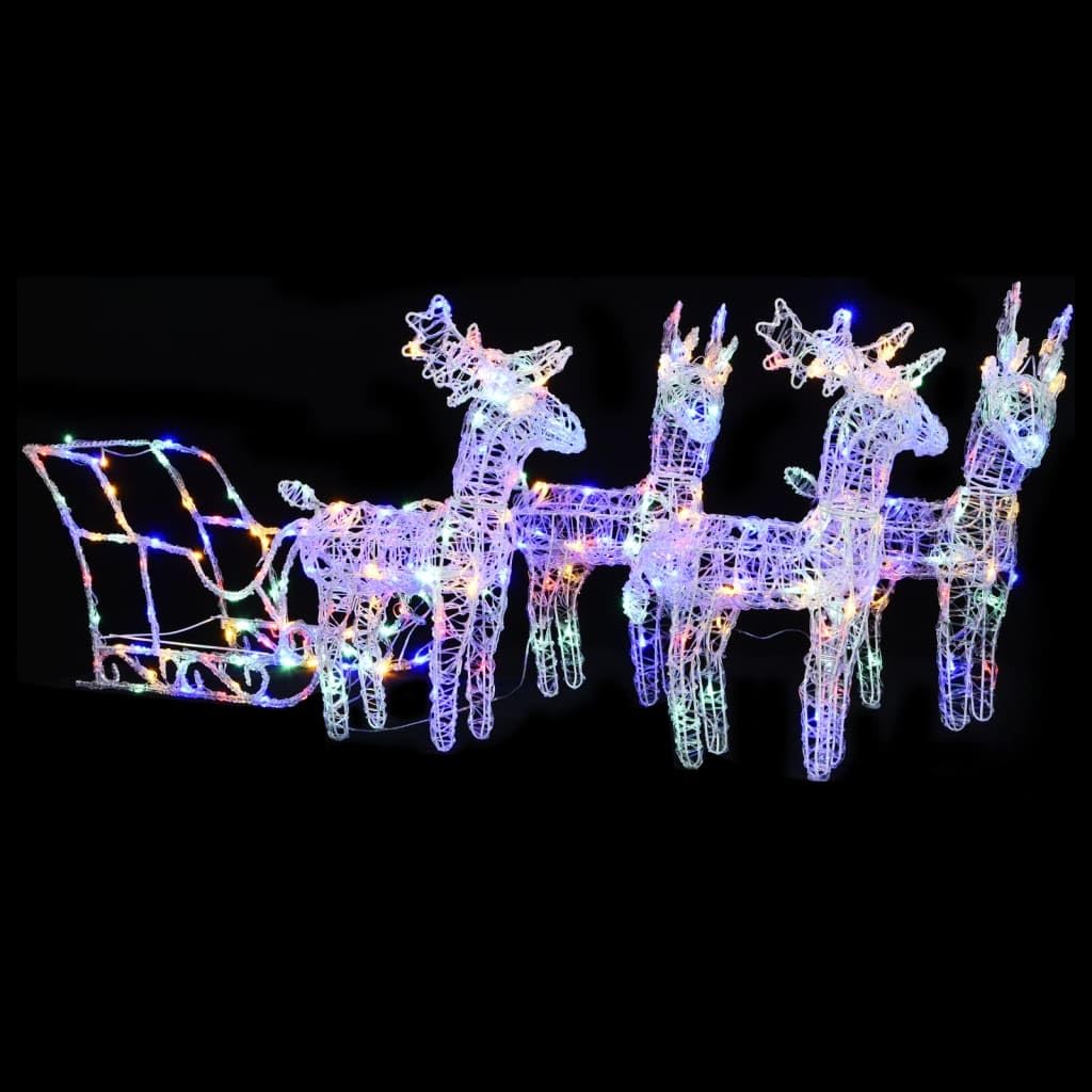 decorazioni natalizie con luci led,stringa luci led,Decorazione Natalizia Renne e Slitta 280x28x55 cm in AcrilicoIdeal für Weihnachtsfeiern, Wandambiente