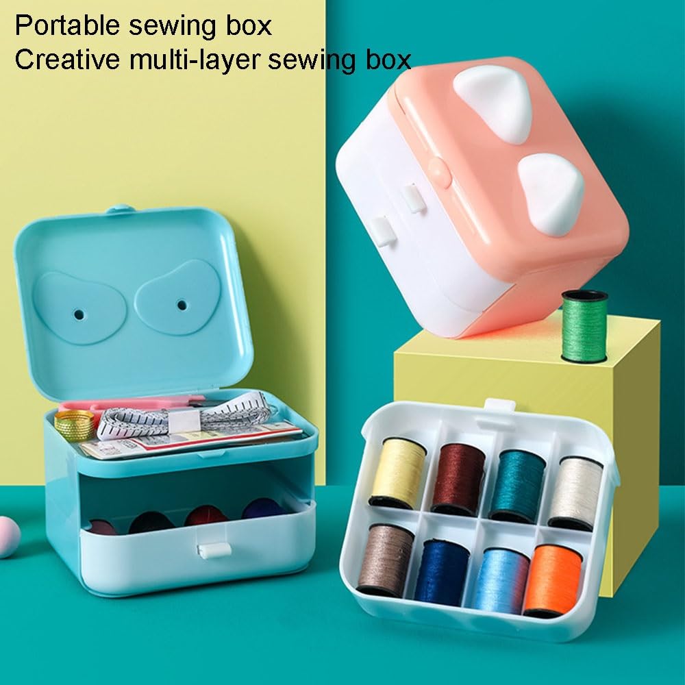 Kit de costura: caja de herramientas portátil para coser a mano con agujas, hilos, botones y tijeras para acolchar, coser y bordar