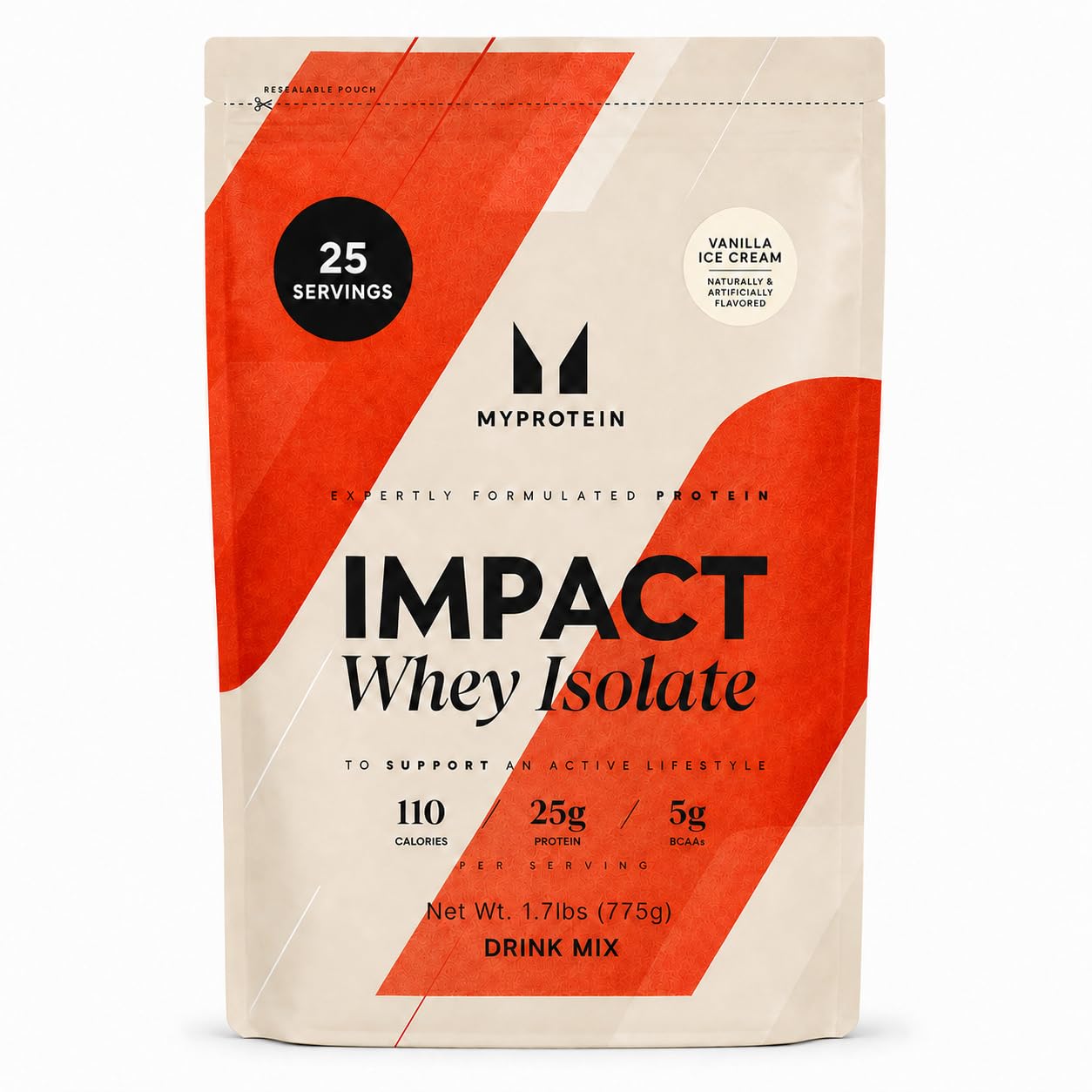 Myprotein Impact Whey Isolate Powder, Vanilla Ice Cream, 25g, 25 Servings Vanilla Ice Cream 1.75 Pound (Pack of 1)