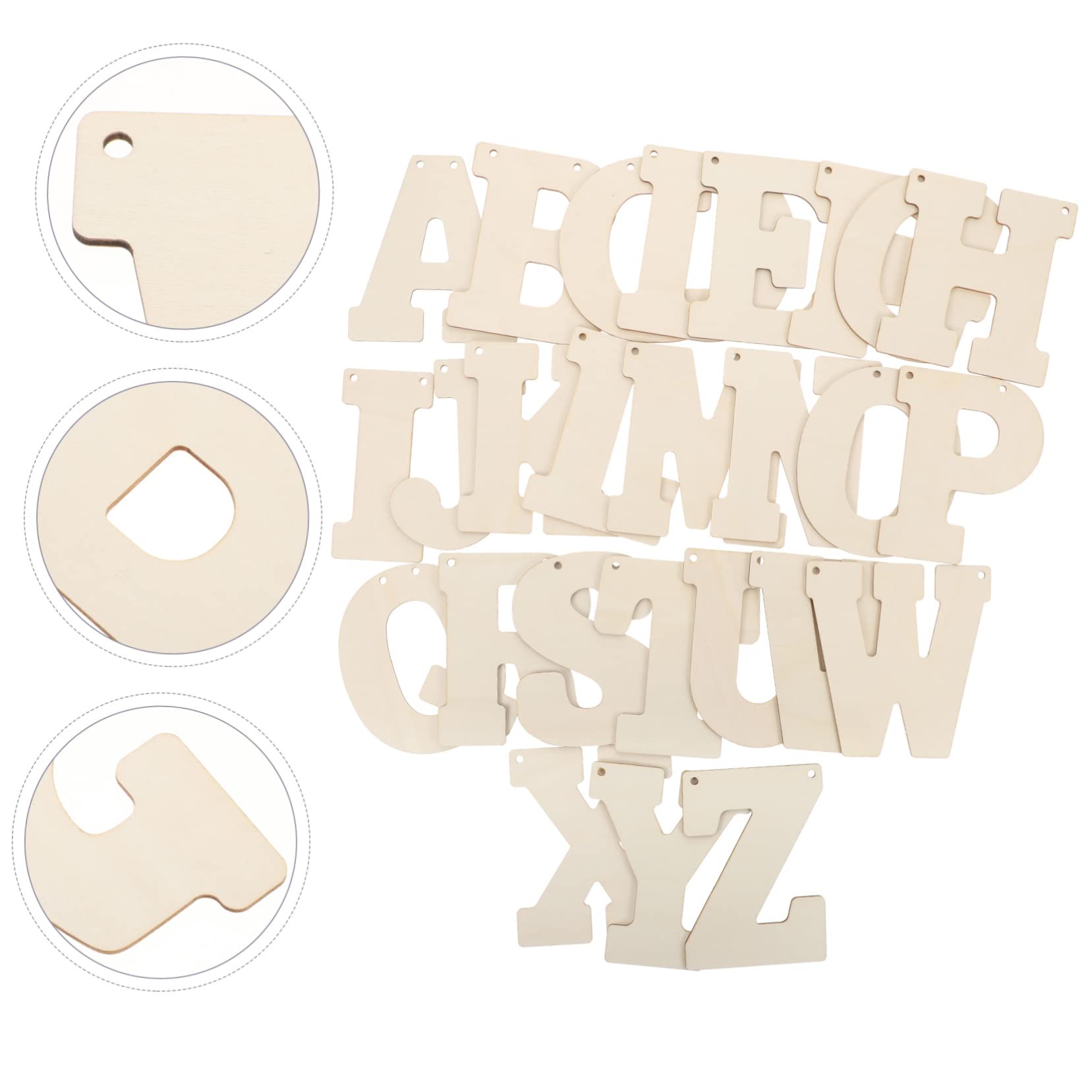 EXCEART 66 Pezzi Lettere in Legno Beige, Superficie Liscia, Decorazioni per Artigianato, Strumento per Imparare L’alfabeto e Comporre Nomi