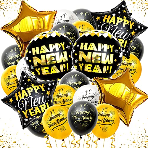 Huge, Happy New Year Balloons Set - Pack Of 36 Happy New Years Foil Balloons | 3D New Years Balloons, Happy New Year Decorations 2023 | New Years Eve Party Supplies 2023 | New Years Decorations 2023 #TOP26