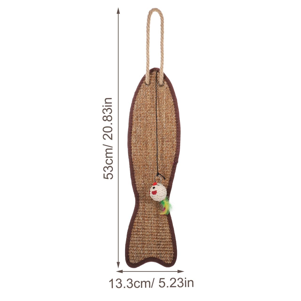 Garneck Hanging Cat Scratcher for Door Knobs - Fish Shaped Sisal Cat Scratch Pad - Ideal for Indoor Pet Promotes Healthy Clawing and Play 20.83X5.23 inch Random Colors