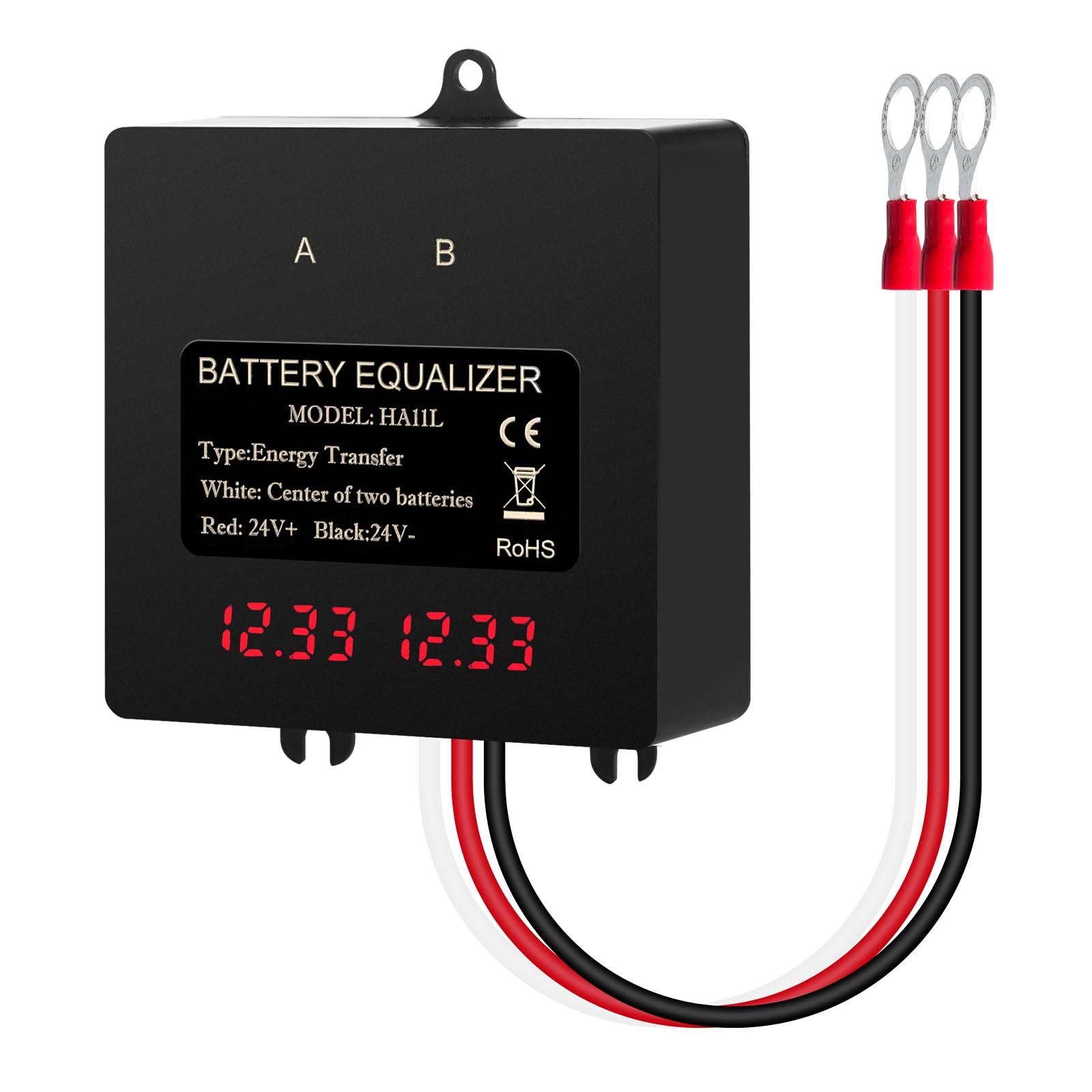 Jadeshay Égaliseur de Batterie, Égaliseur de Batterie 24V Affichage Numérique Équilibreur de Batterie 2 x 12V for Batterie au Lithium au Plomb