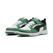 PUMA Rebound V6 Lo AC+ PS, Scarpe da Ginnastica Unisex-Bambini, White Black-Archive Green, 29 EU