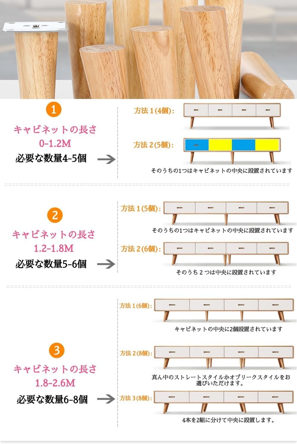 Amazon | pisipe 4本セット 家具脚 テーブル 脚 パーツ ソファー足 机