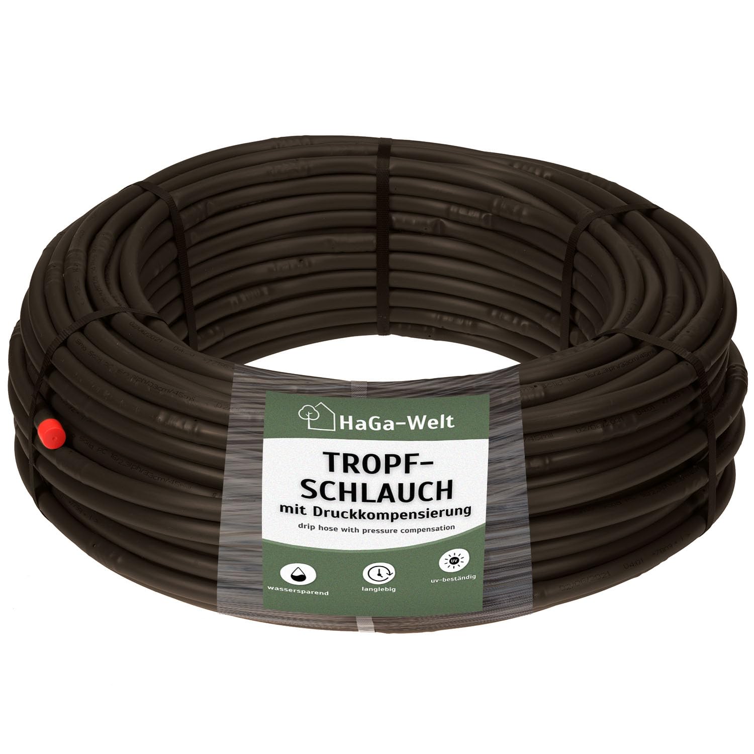 HaGa® Manguera de goteo de 100 m con compensación de presión, manguera de riego eficaz, riego por goteo, ideal para macizos, setos, arbustos e invernaderos, ahorra agua y trabajo