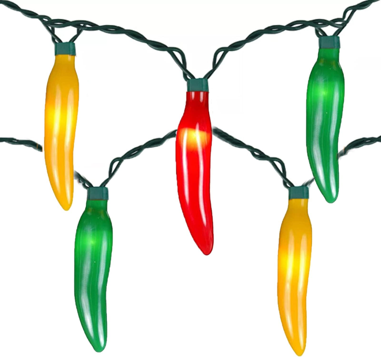 Abeja Multicolor Chili Pepper String Lights with 35 Chili Bulbs Warm Lights 13.6FT, UL Listed for Indoor/Outdoor Lights Bedroom Garden Gazebo Decor, Green