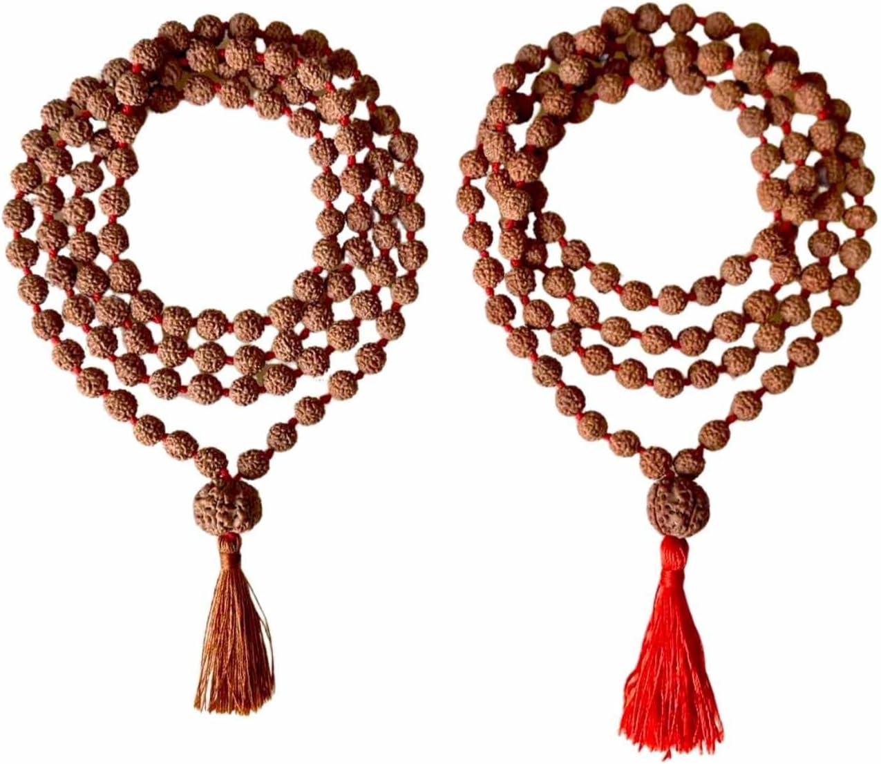 Natural grown Himalayan Rudraksha from Nepal. Set of 2 with 7 mm size for Wrist and as Necklace. Rudraksha mala for yoga meditation medical purpose and as spiritual gift.