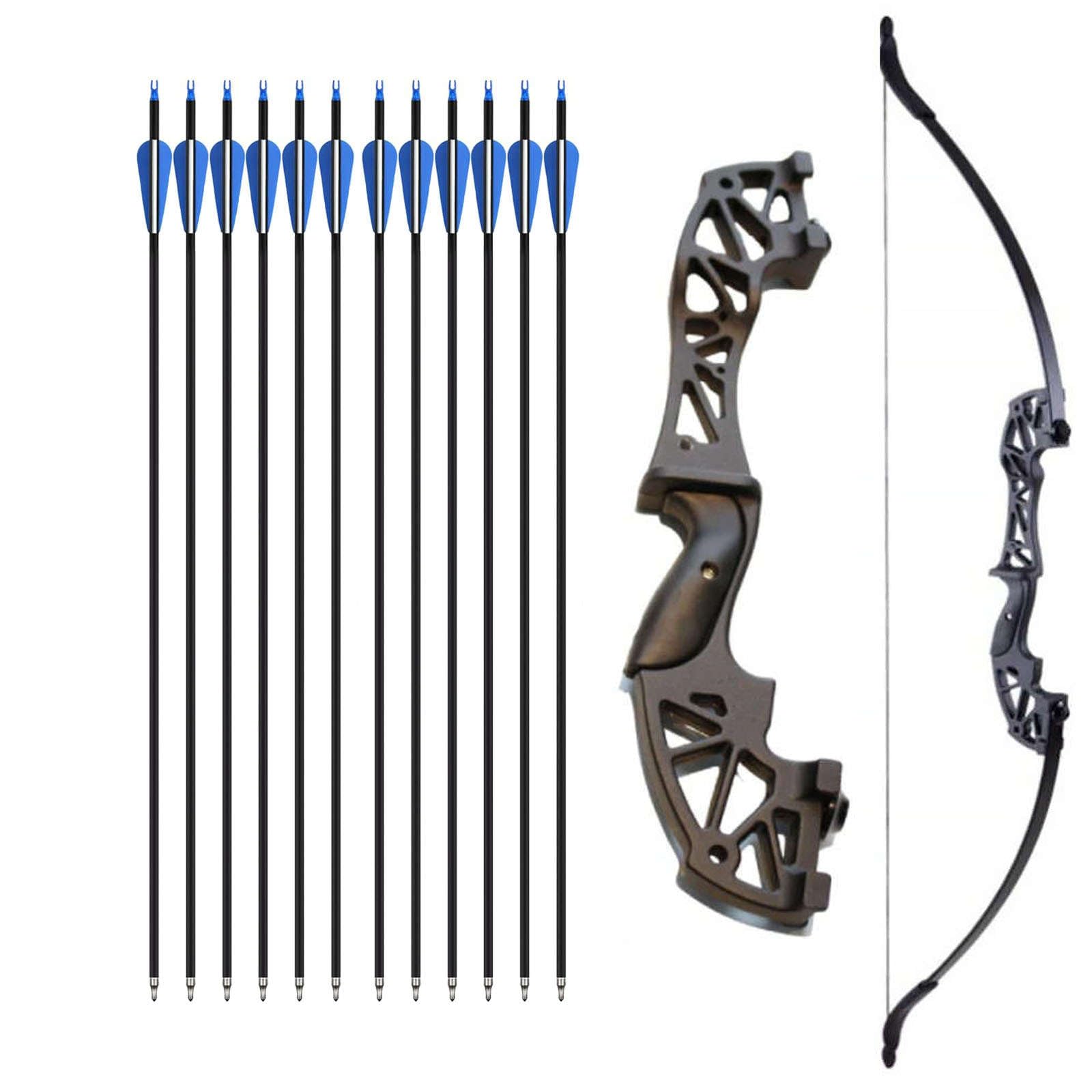 Bow and Arrow Set for Adults, 40LBS Right-Handed Practice Bow with 12 Fiberglass Arrows, 51" Archery Kit for Outdoor