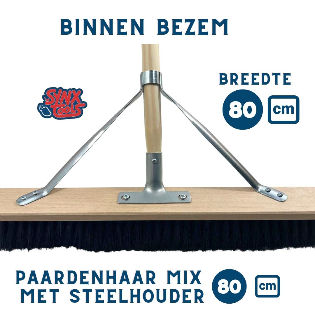 Robuster Hausbesen 80 cm Stabiler mit 150 cm Stiel Industriebesen Straßenbesen Hallenbesen Gartenbesen staubbindender Besen aus Holz, Kehrbesen und Stubenbesen innen, weiche Borsten