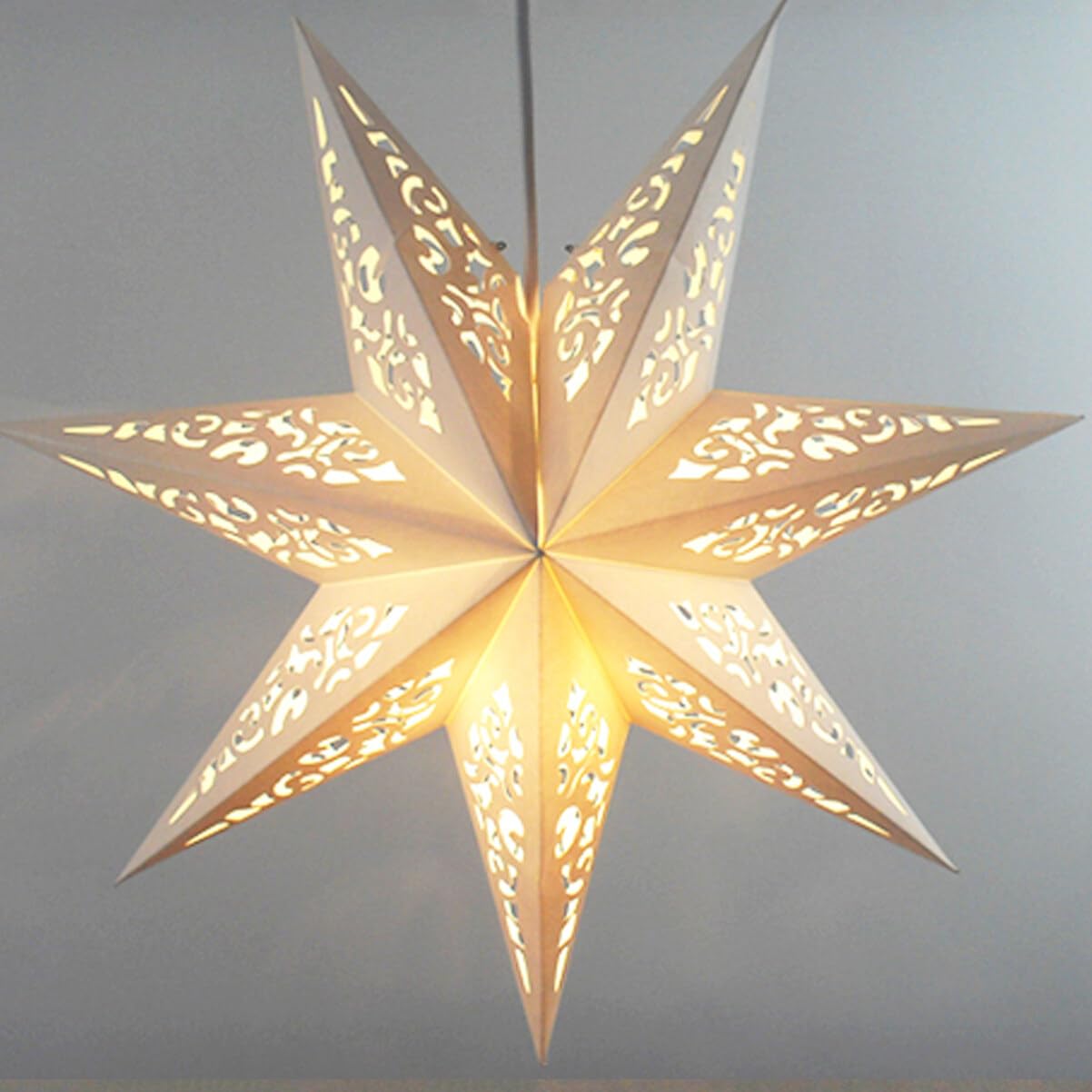 IMIKEYA White Paper Star Lantern Pendant 45cm Christmas 3D Star Light Shade Foldable Lampshades for Ceiling Lights Hanging Hollow Out Paper Lamp for Xmas Wedding Party Home Decorations - Image 2