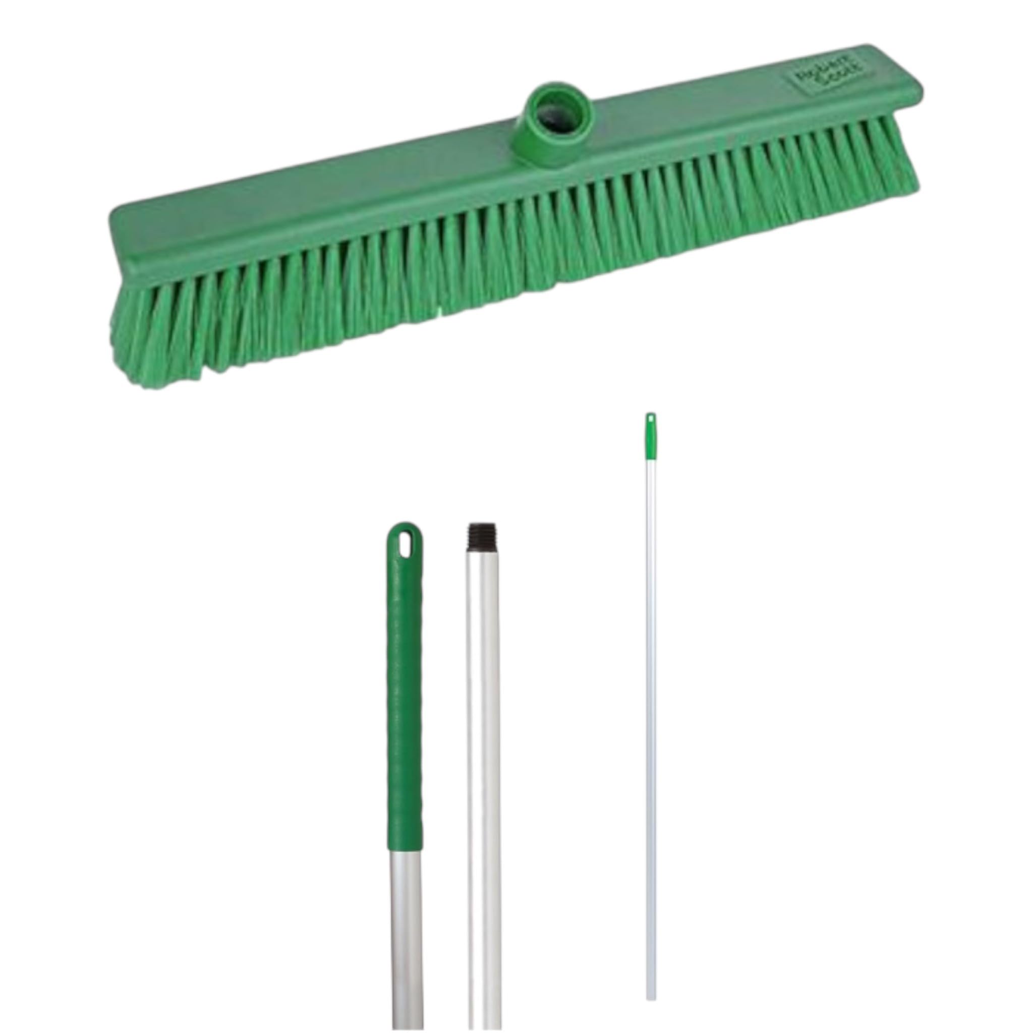 Aardvark Janitorial Supplies Green Robert Scott Stiff Washable Broom Head 45Cm And 125Cm Hygiene Handle For Indoor And Outdoor Sweeping (Green)