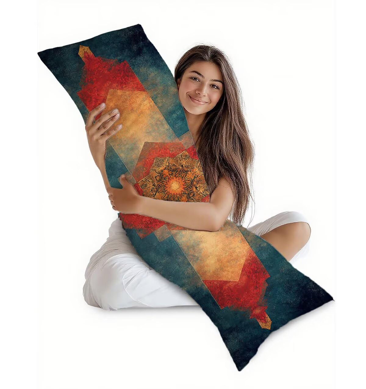 Seitenschläferkissen Bezug Abstrakt Kissenbezug 60 x 180 Schwangerschaftskissen Blau, Leinen Atmungsaktiv und Weich Body Pillow, für Deko Wohnzimmer Sofa Kopfkissenbezug, Geschenke für Fraue T-3993