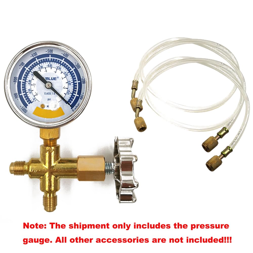 60mm Double échelle Vacuomètre Manomètre Instrument précis de mesure de l'air pour pompe à vide pour la mesure de Air, eau, pétrole Affichage à cadran 0-14psi Connecteur G1/8in（Manomètre uniquement）