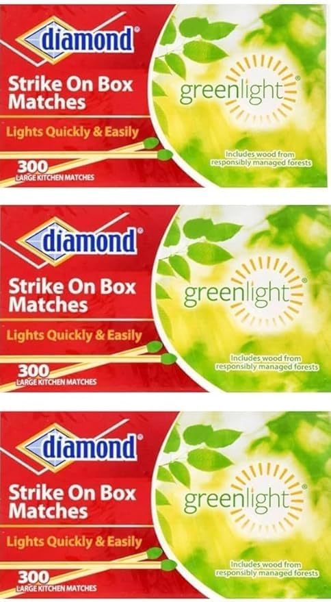 Generic Diamond Strike on Box Matches 300 Count 3 Pack Total 900, Green