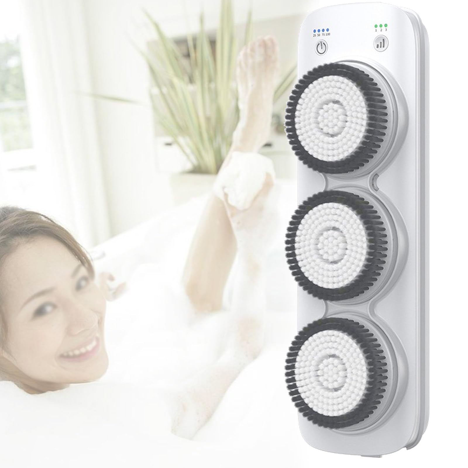 Spazzola elettrica per la schiena a parete - Spazzole per il corpo e il bagno con rotazione automatica a 360°, batteria da 7800 mAh, regolazione a 3 velocità, pulizia profonda