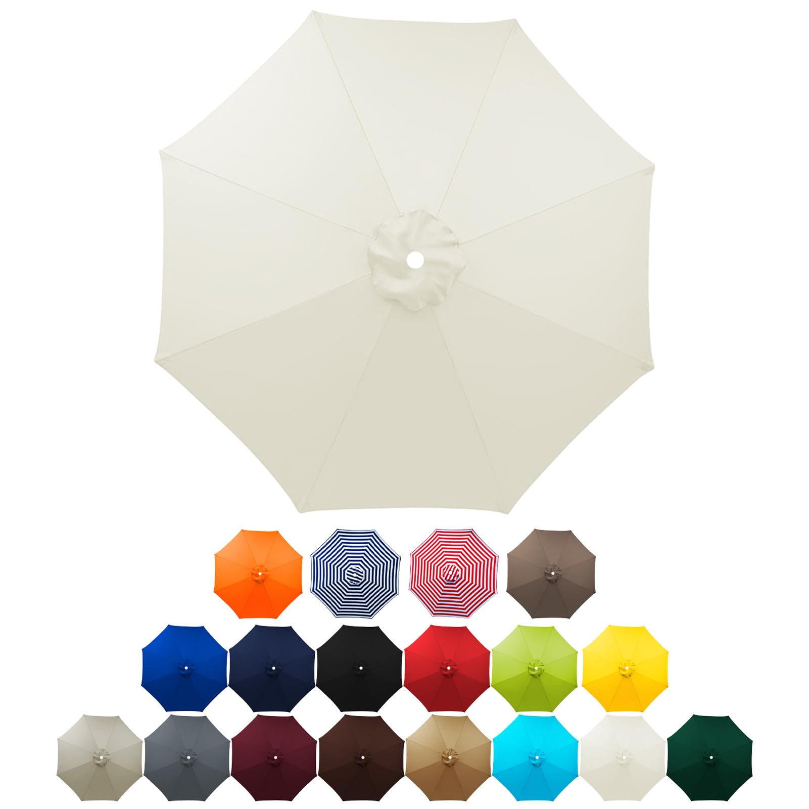 Umbrella Replacement Canopy 2.0m 2.3m 2.5m 2.7m 3.0m - UV50+ Sun Umbrella Cloth for Garden Cantilever Parasol - Outdoor Table Market with 6/8 Ribs - Protect Your Skin from the Sun