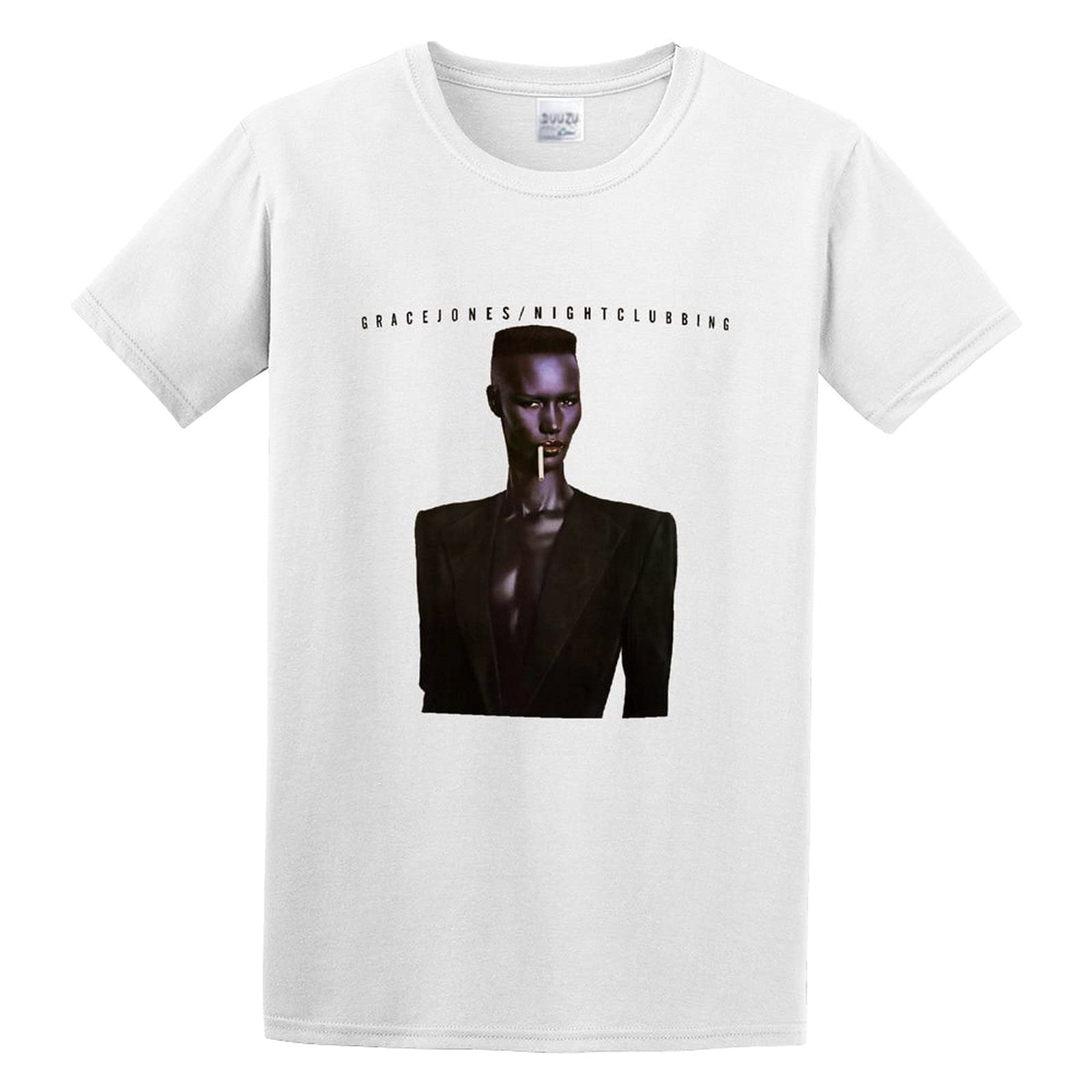 Tqaserhqs Unisex White Wulei New Grace Jones Nightclubbing Album Famous Singer Short Sleeve Mens T-Shirt S