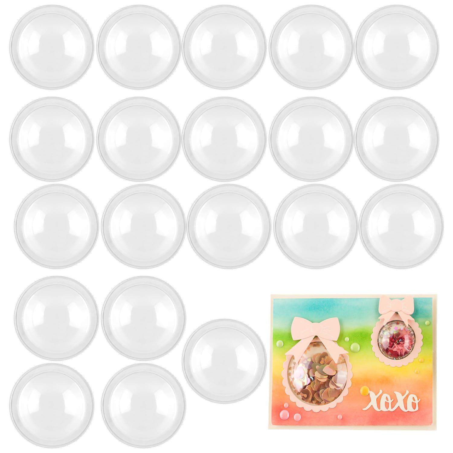 OTCRAFT 20PCS 1-1/4" 3D Dimensional Shaker Domes for Adding Dimensions to Shaker Cards Pllastic Puffy Shaker Window Covers for Shaker Card Making Handmade Crafts Clear Pouch Cover Scrapbooking Tool