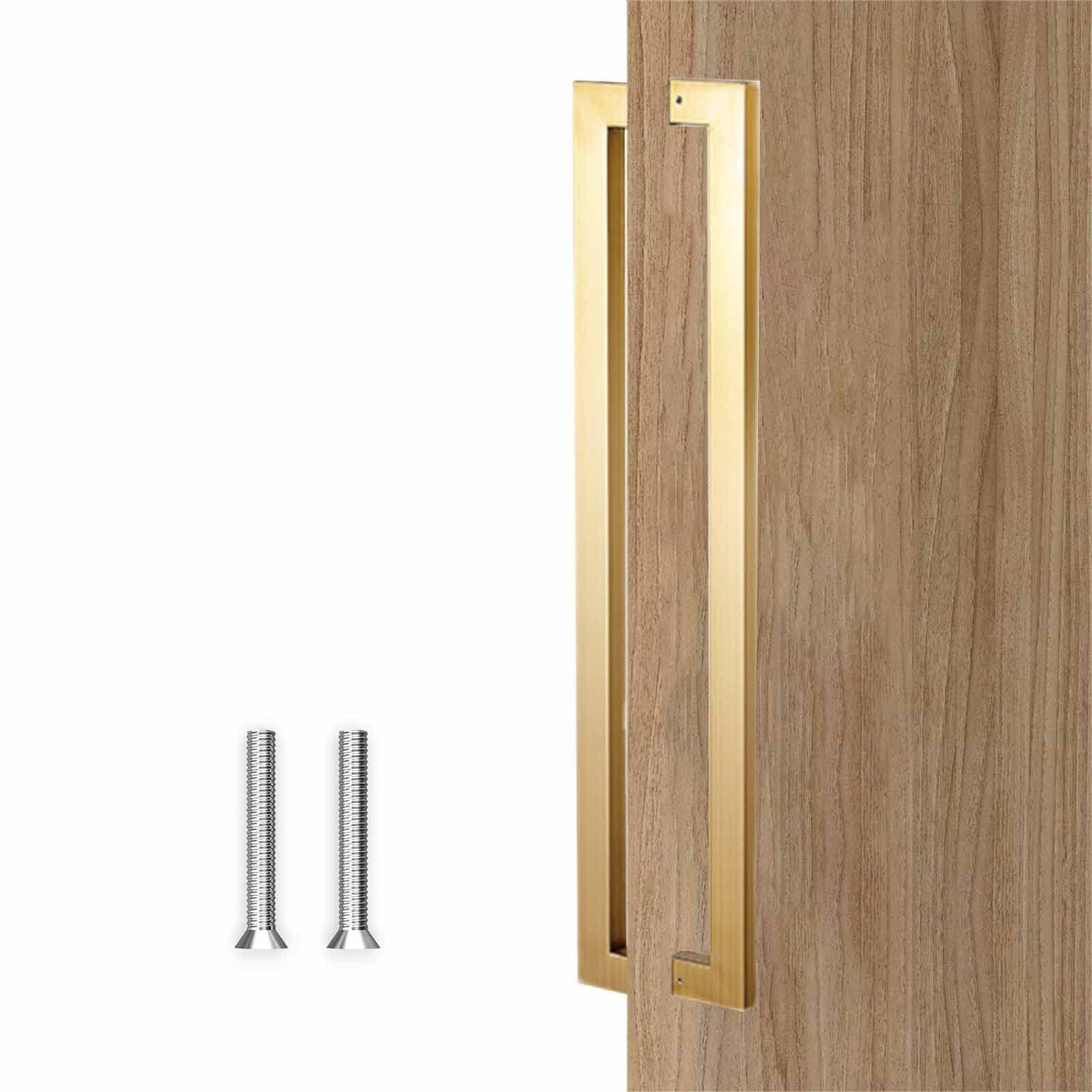 GYRAZXS Square barn door handle, heavy duty stainless steel door handle, front door handle hardware kit (Gold 120cm/47.2in)
