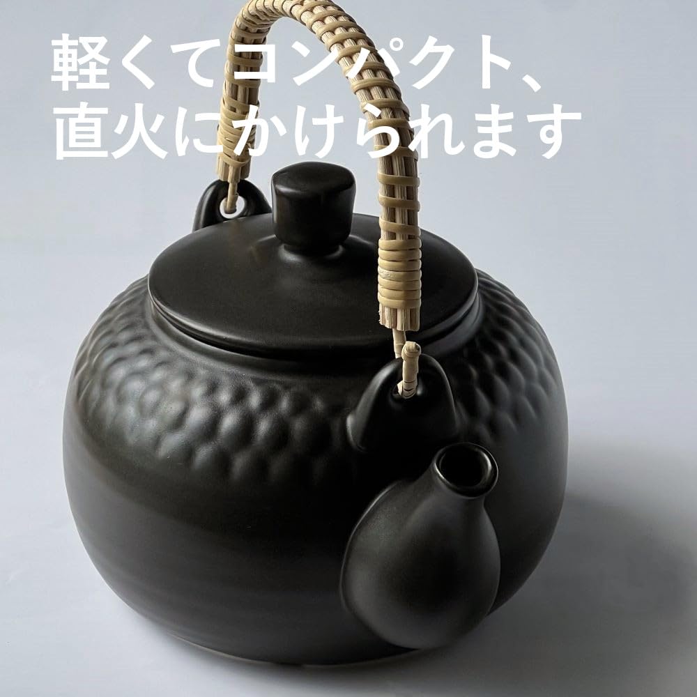 セール大幅値下げ未使用　萬古焼　置物　急須　土瓶　手作り陶器 Amazon.co.jp: 萬古焼 直火対応 「大容量サイズ」 耐熱土瓶 黒釉 容量