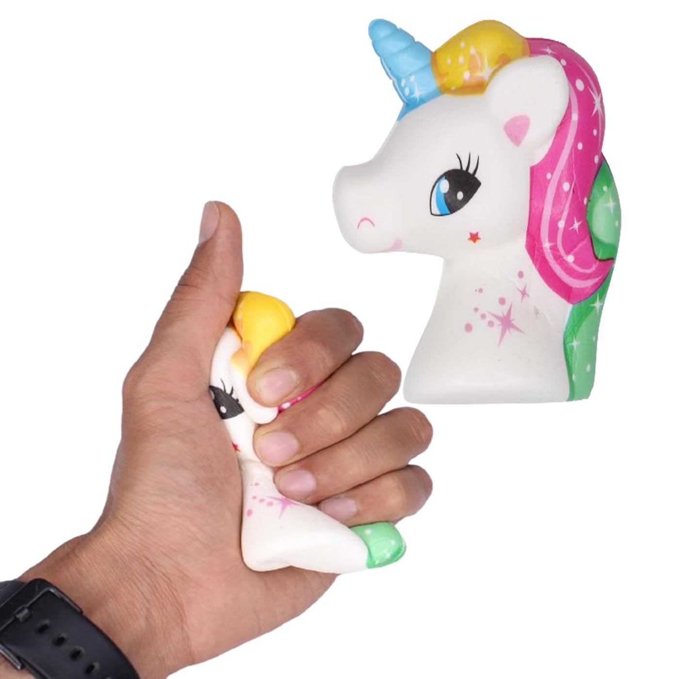 LEYSIN Soft Squishy Stress Buster Unicorn Toy Stress Relief Hand Exercise Toy for Kids Boys and Girls Pack of 1