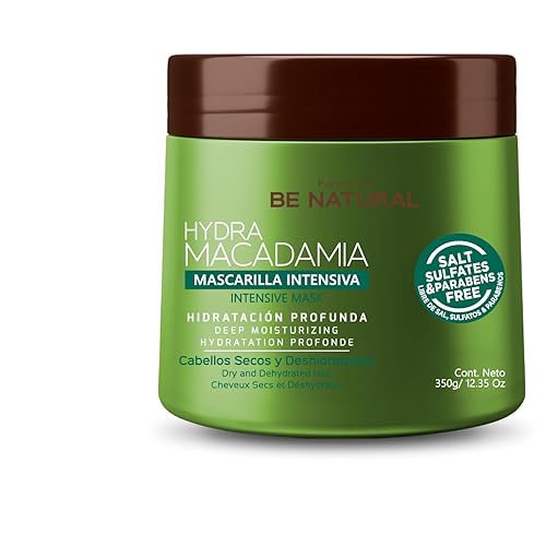 PLACENTA LIFE BE NATURAL HYDRA MACADAMIA - Mascarilla hidratante profunda para cabello seco y dañado. (12.35 onzas)