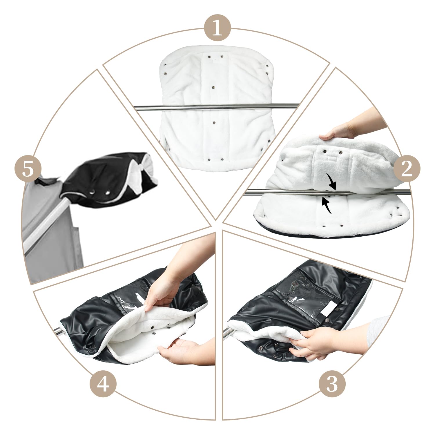 Gants de Landau en Polaire avec Poche pour Téléphone Portable Chauffe-Mains d'Hiver Couvre-Mains Imperméables et Coupe-vent pour Poussette/Brancard/ Poussette/Buggy, Marron Gants de Landau en Polaire avec Poche pour Téléphone Portable Chauffe-Mains d'Hiver Couvre-Mains Imperméables et Coupe-vent pour Poussette/Brancard/ Poussette/Buggy, Marron