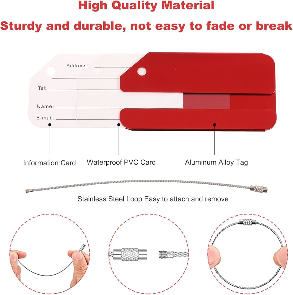 Bagageetiketter, 6 Stycken, Bagagetagg, Bagagetagg, Flygresa Med Kabel Och Namnskylt, Adressetiketter, Bagagelappar, Slu00e4pvagnar Fu00f6r Resvu00e4skor, Ryggsu00e4ckar Bagageetiketter, 6 Stycken, Bagagetagg, Bagagetagg, Flygresa Med Kabel Och Namnskylt, Adressetiketter, Bagagelappar, Slu00e4pvagnar Fu00f6r Resvu00e4skor, Ryggsu00e4ckar