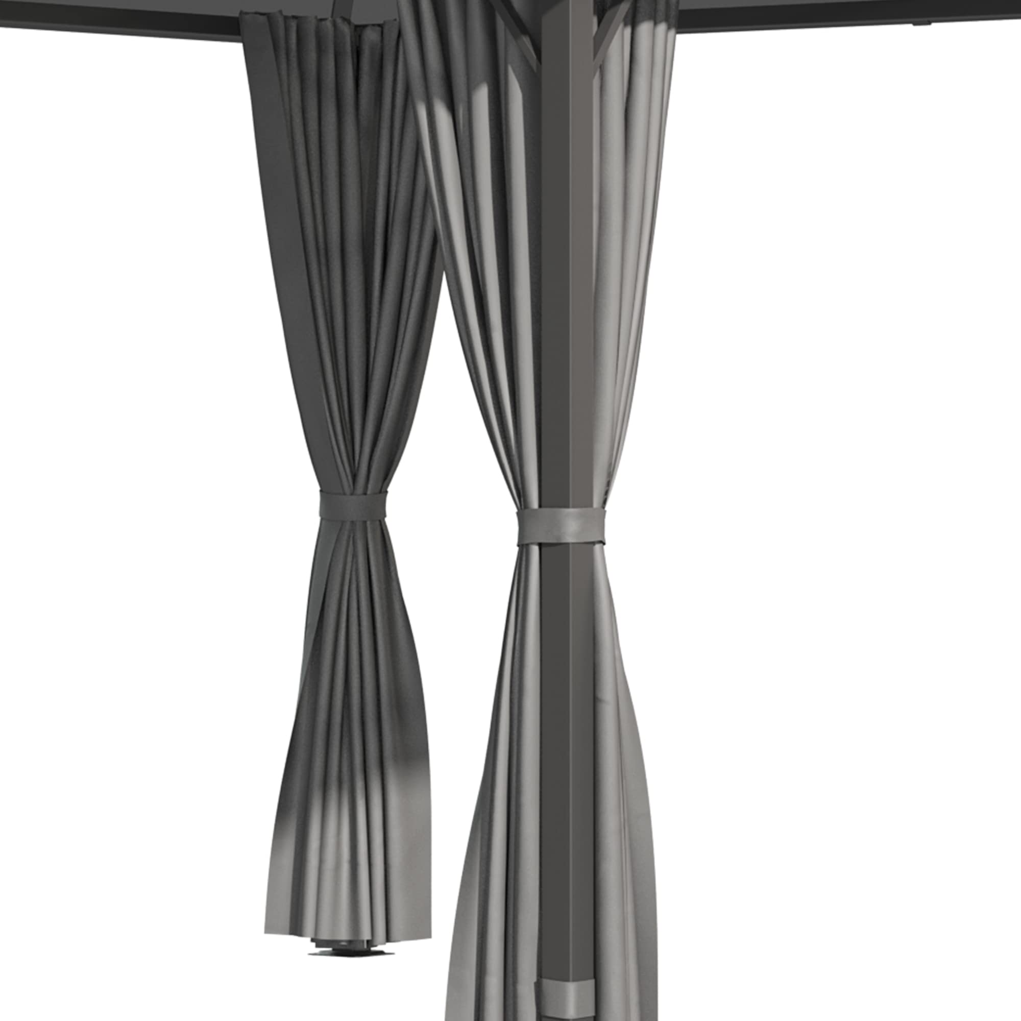 Outsunny Tonnelle de Jardin pavillon de Jardin 3 x 3 m Structure Aluminium Toit Polycarbonate imperméable UV 60+ avec parois latéraux Gris foncé
