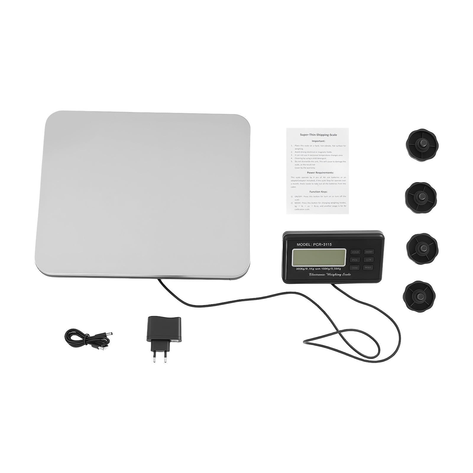Bilancia industriale piattaforma 300kg acciaio inox Display LCD pesa pacco 100g 150kg 50g