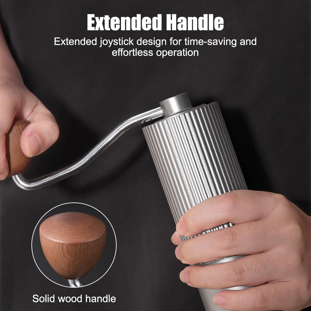 Molinillo de café manual, ajustable con mango, de acero inoxidable, para cafetera moka de prensa francesa
