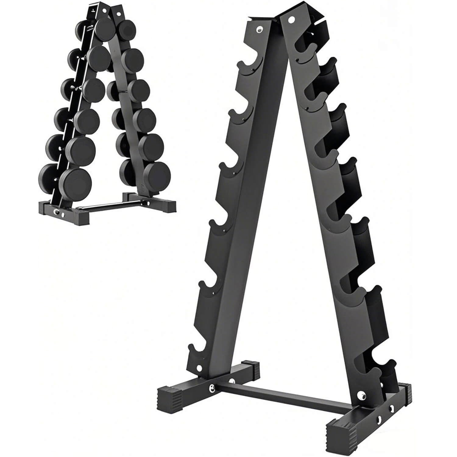 Soporte para Mancuernas,Estante para Mancuernasde 3 Niveles/6 Niveles/10 Niveles Soporte de Almacenamiento para Mancuernas Carga 300 kg,Negro