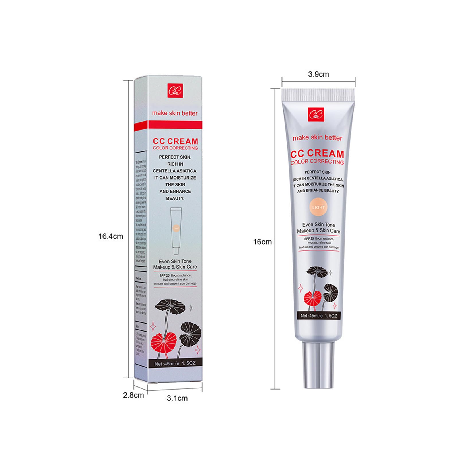 Tonowany krem do twarzy z Centella Asiatica, CC cream Red Correct CC Cream Nawilżający, poprawia cerę i nawilża (jasne kolory)