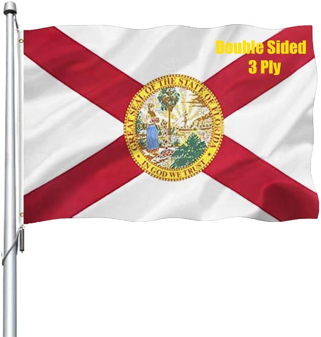 Florida Flag 3x5 Outdoor Double Sided - Heavy Duty Polyester Florida FL State Flags Long Lasting with 2 Brass Grommets 3 X 5 Ft
