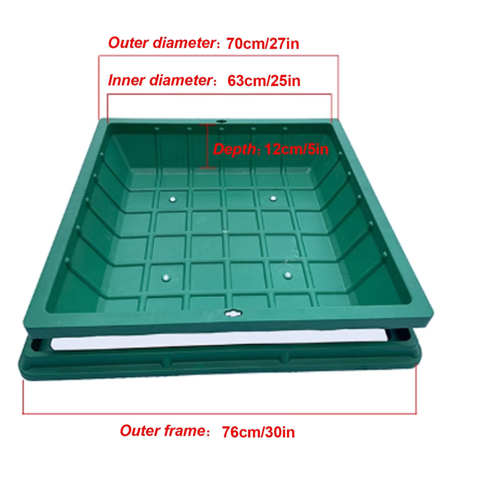 Arqueta Cuadrada, Empotradas Tapa de Pozo O Alcantarilla con Marco, para Tanque Séptico de Patio, Pavimento, Estacionamiento, Material de Resina(70x70cm/27x27in)